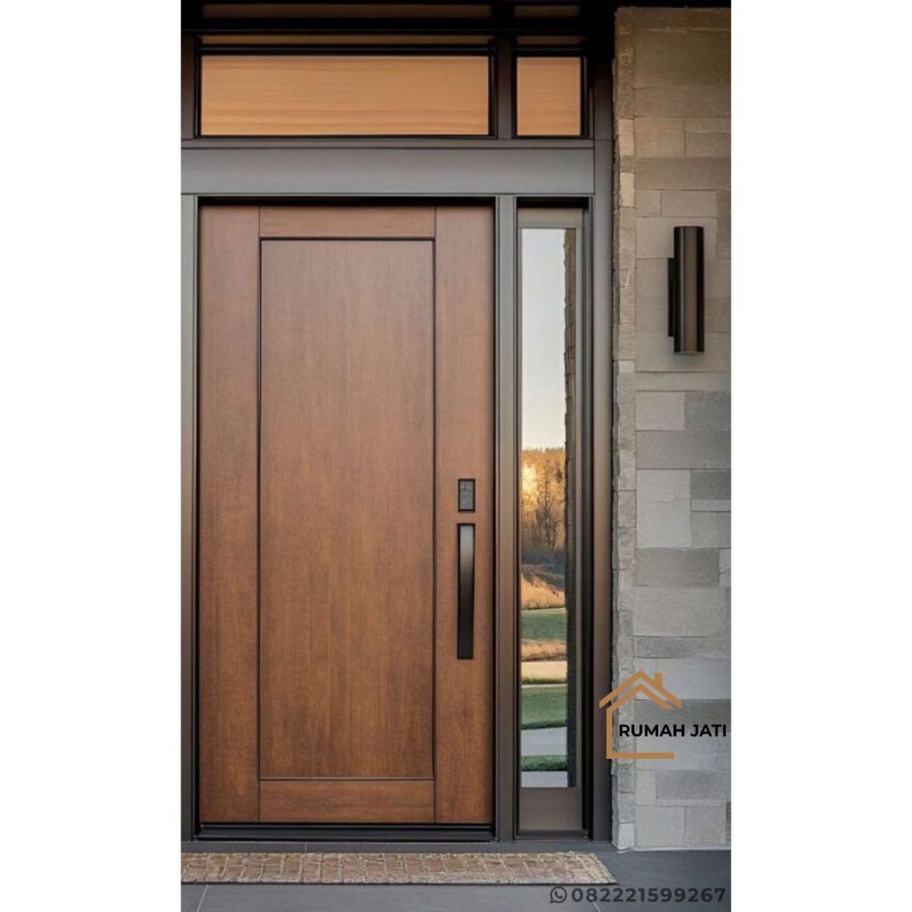 Daun pintu single rumah elegant,kusen pintu jati solid