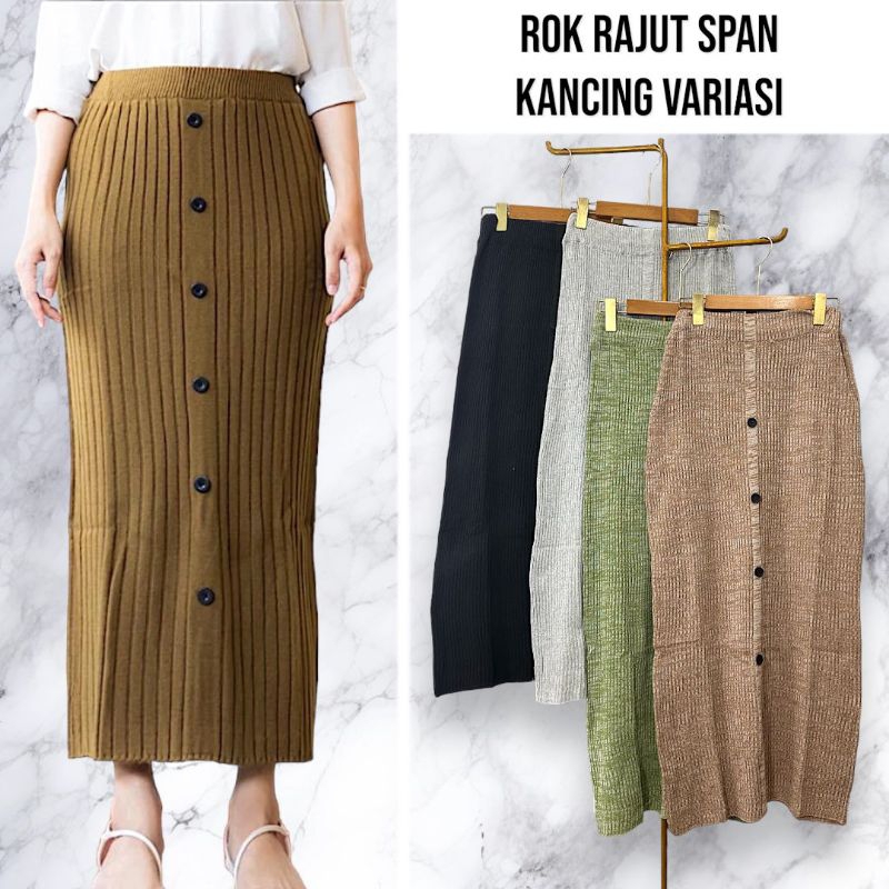 ROK RAJUT KANCING DEPAN