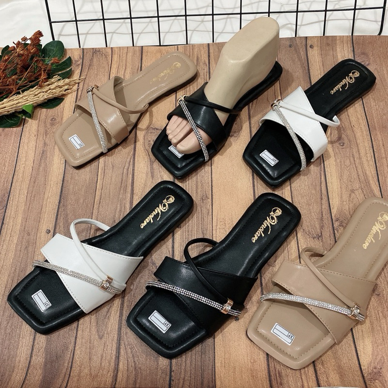 Sandal flat wanita, Vc012, sandal wanita, sandal gliter, sandal lepes, sandal teplek, sandal wanita 