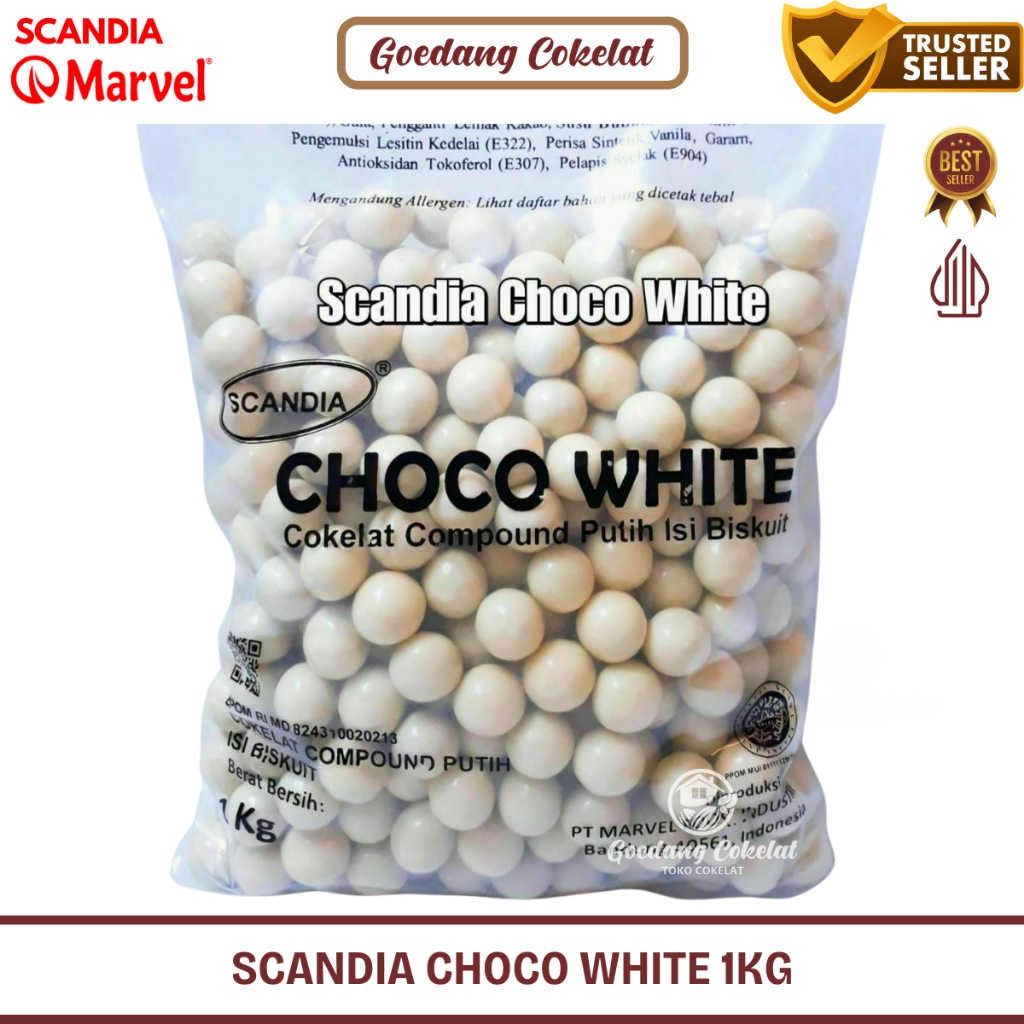 

Coklat Scandia Choco White Coklat Putih Isi Crumb Coklat Premium Kemasan 1 Kg
