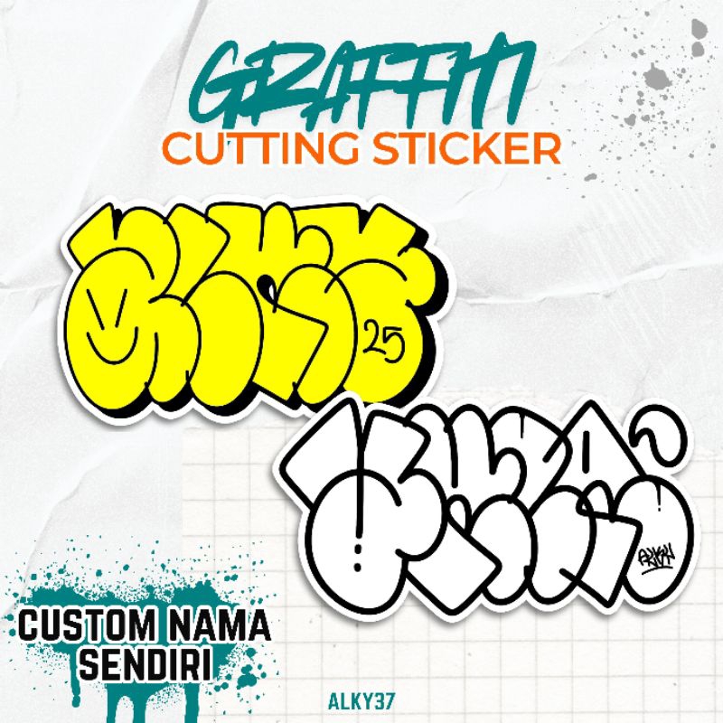 

Graffiti Sticker Custom Cutting Pola Nama Sendiri | 25-30 PCS Stiker Custom Graffiti Throw Up