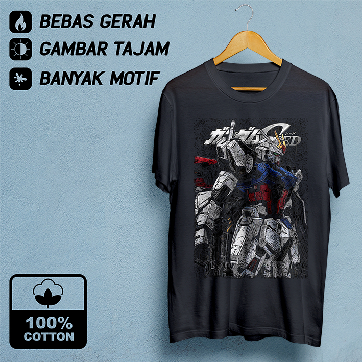 Kaos Anime Gundam 04 | Baju Distro Pria Hitam | Cloth Laki-laki Tema Jepang Murah