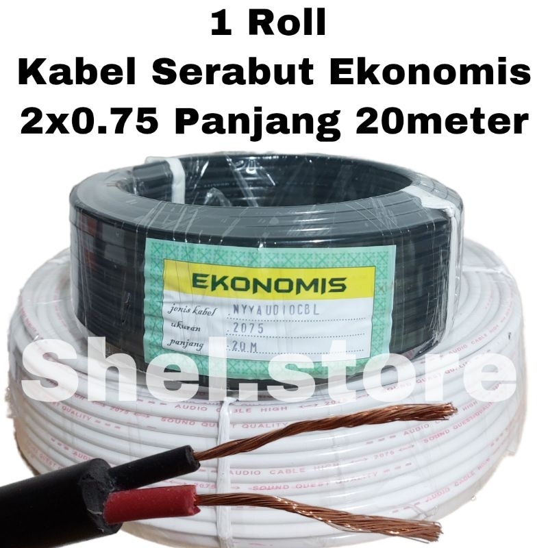 Kabel Audio Ekonomis Nyy 2 X 0.75 Hitam Putih 20 Meter Kabel Listrik Serabut Ekonomis Kabel Audio
