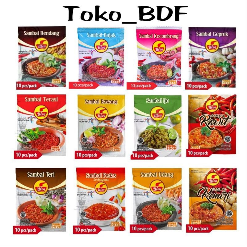 

Sambal Uleg Finna 1 Renceng isi 10 sachet, All Varian Sambal