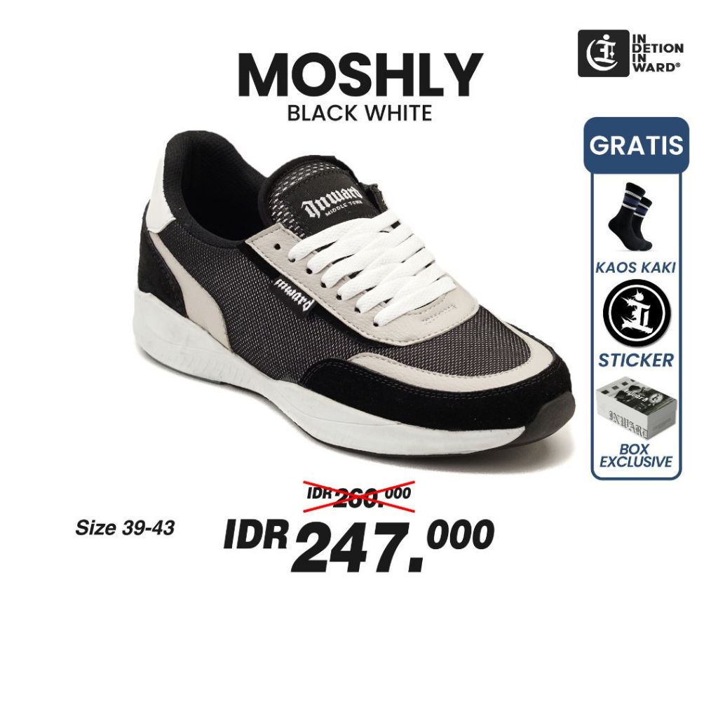 Indetion Inward - MOSHLEY Black white | Sepatu Pria | Sneakers