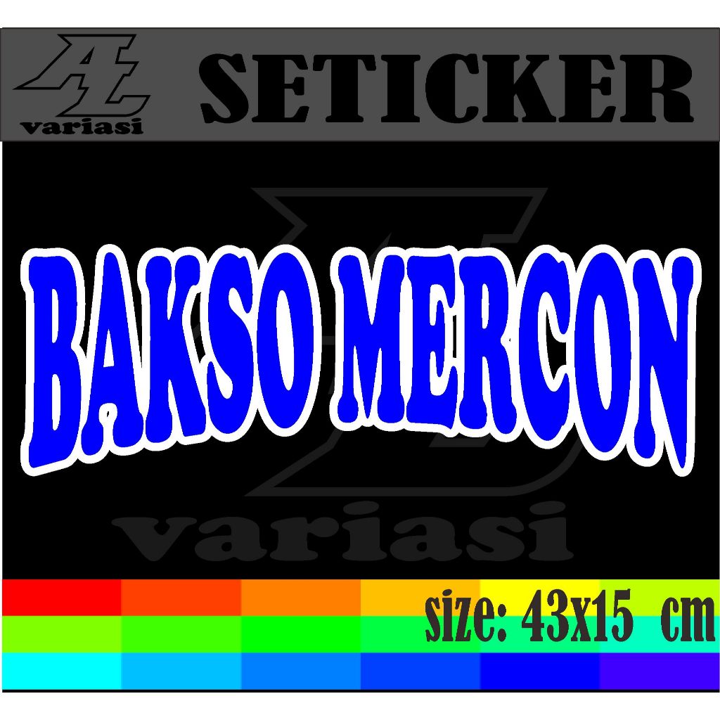 

CUTTING STIKER TEMEPELAN NAMA JUALAN BAKSO MERCON DENGAN VARIASI DOBEL WARNA DENGAN UKURAN 43X15 CM