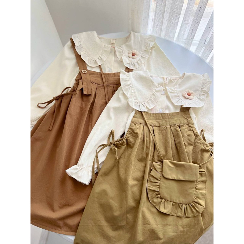 Savana Overall Peterpan Dress / Baju Anak Perempuan / Gamis Anak Perempuan / Dress Anak