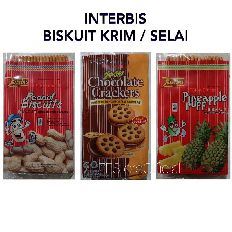 

(INSTANT & SAMEDAY) INTERBIS Biskuit Selai/Krim Nanas/Coklat/Kacang 275 Gram