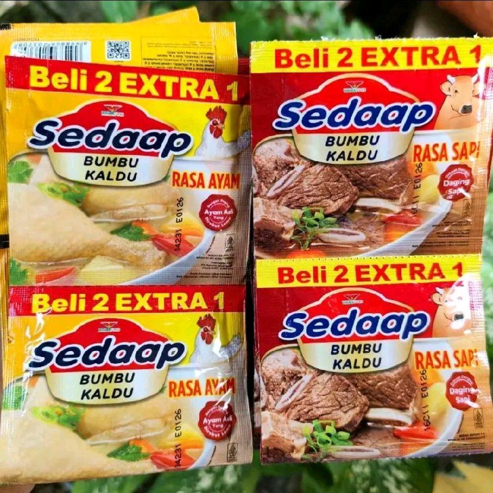 

Bumbu kaldu sedap 36 pcs / 2 renceng. Beli 2 gratis 1 @ 9 gr. Penyedap masakan Instan dapur