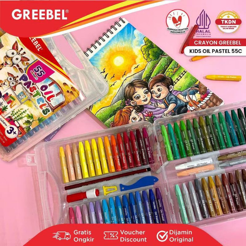 

GREBELL Crayon/Krayon Kids Oli Pastel 55 Warna