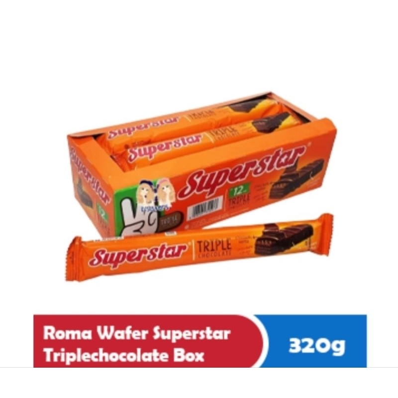

Superstar Wafer Triple Chocolate | Snack & Cemilan Wafer Superstar Coklat 1Box 20x12g