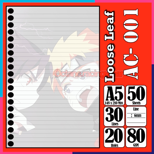 

Loose Leef Leaf A5 Isi 50 Lembar Anime Campur Naruto sasuke goku Boruto Bejita Bleach one piece Binder Karakter Polos Buku Anak Sekolah Kuliah refil Refill Vol-02