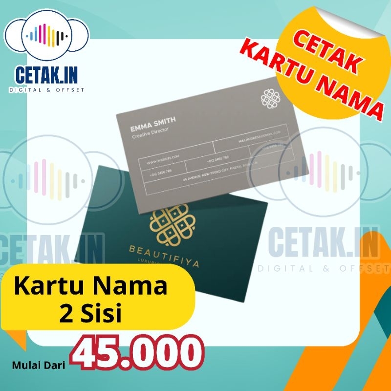 

Kartu Nama 2 Sisi | Art Karton 260 gram | Cetak.in Murah!