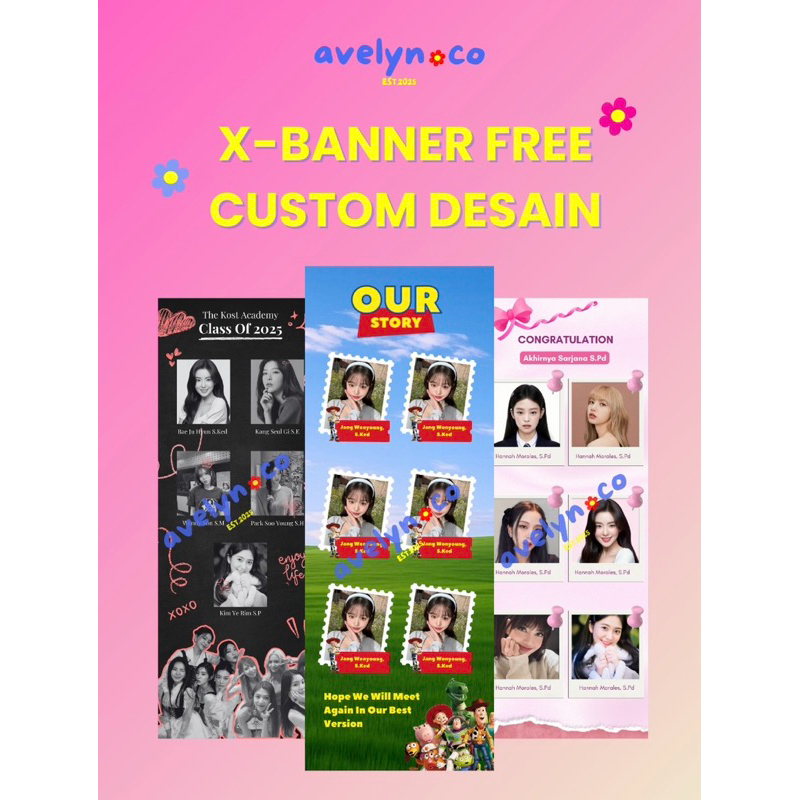 (FREE DESAIN BANNER) Y BANNER | BANNER SIDANG + STAND / TIANG BANNER | BANNER WISUDA