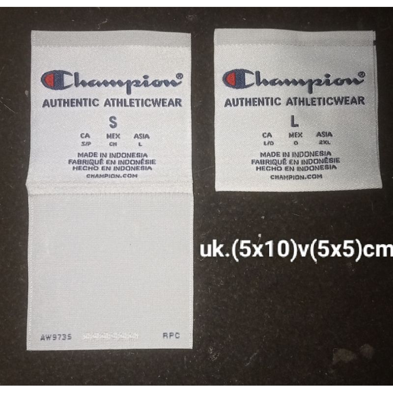 

label merek brand label (main size misc) label tag champion