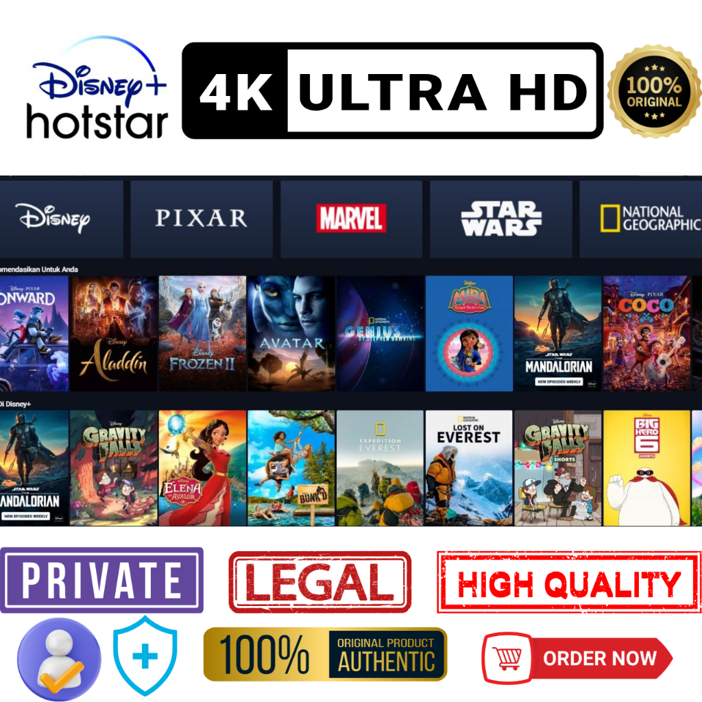 Akun Privat Disnay+ Hotstar  1 Bulan Full Garansi Resmi