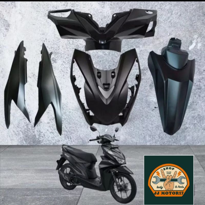 PAKET FULL BODY HALUS HONDA BEAT NEW DELUXE 2020 HITAM DOFF