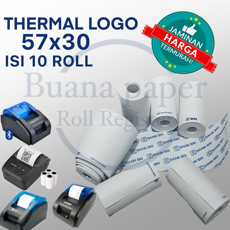 

Thermal Logo/Cetak BRI Ukuran 57x30 Isi 10 roll