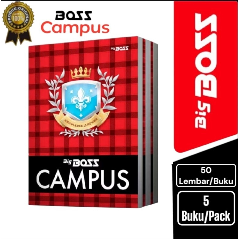 

Buku Tulis BigBoss CAMPUS 50 Lembar( 1 pack isi 5 Buku )