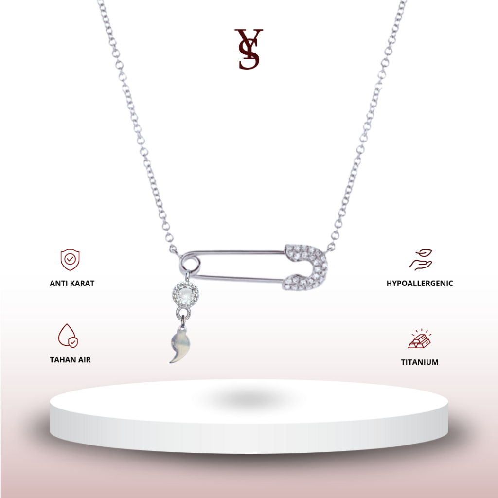 Safety Pin-Semicolon Necklace KALUNG Titanium Anti Karat | YOUR SOUL JEWELRY