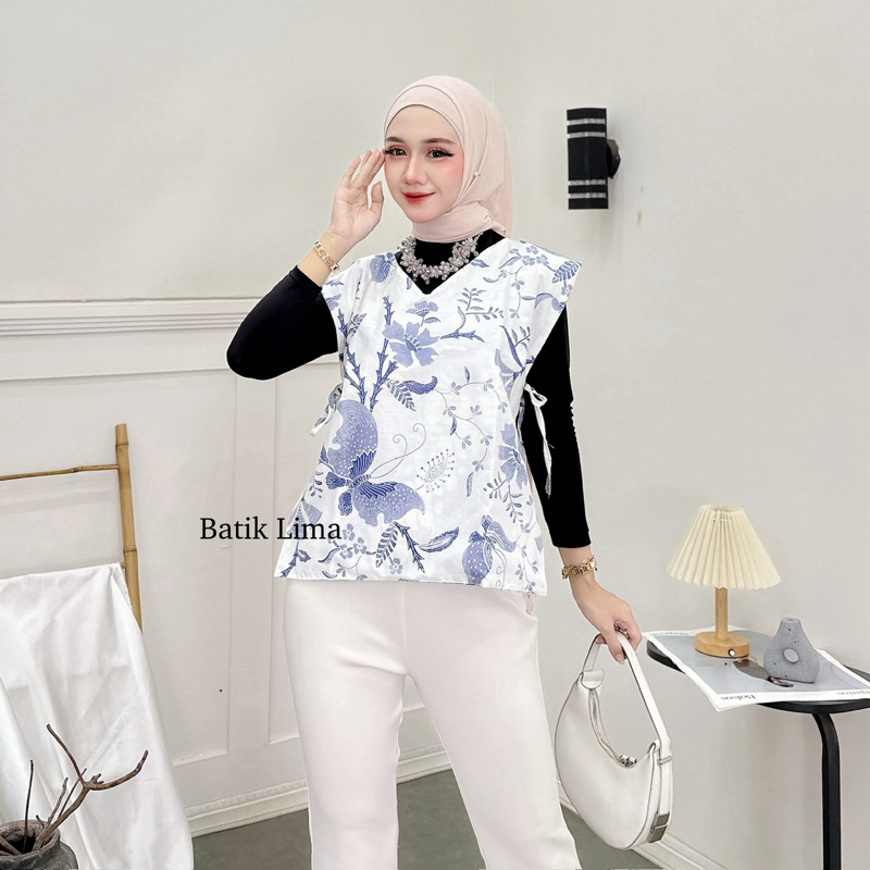 Vest Rompi Batik Wanita Atasan Batik Tali Wanita Motif Bolak Balik [kupu]