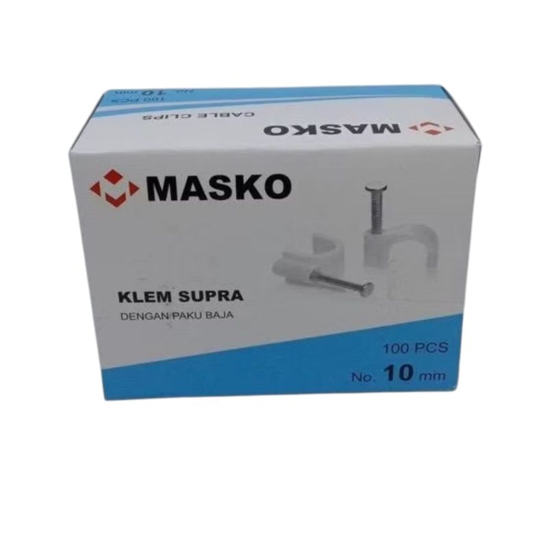 Klem Kabel Masko 10mm isi 100pcs Klem Supra Masko Klem Paku Beton