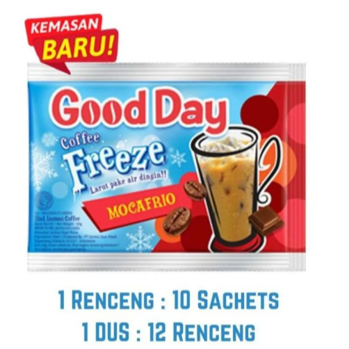 

GOOD DAY FREEZE MOCAFRIO ICE COFFE 3IN1 1 RENCENG (10 SACHET) / GOOD DAY FREEZE kemasan ecer