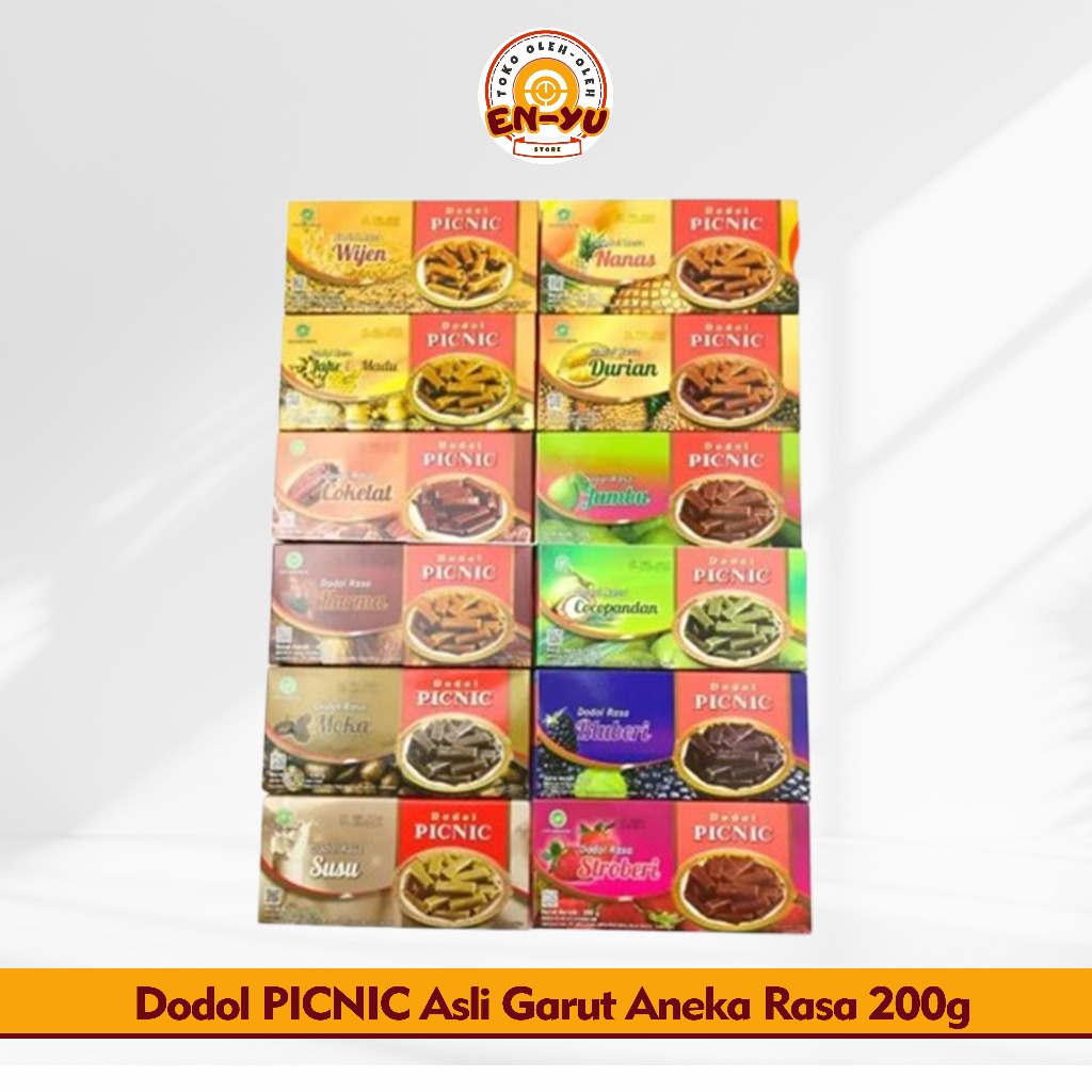 

Dodol Picnic Aneka Rasa / Dodol Garut / Dodol Wijen Durian Susu Nanas Cokelat Moka Kurma Cocopandan