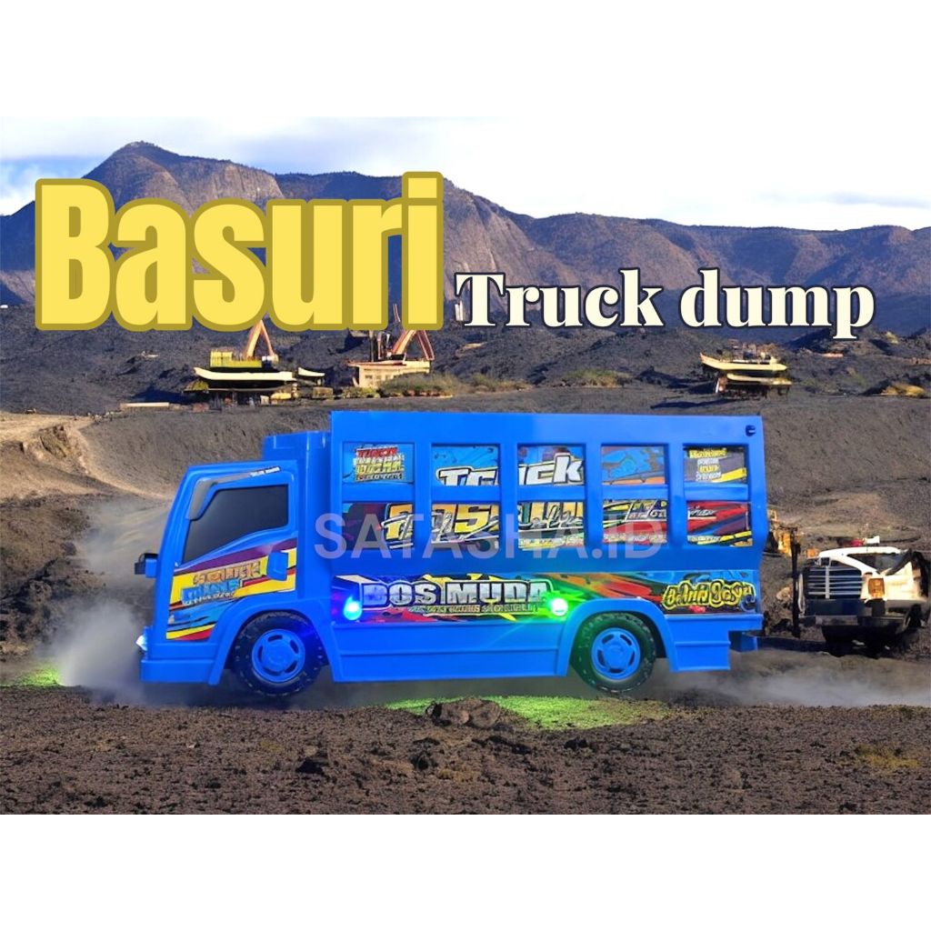 Mainan Truck Oleng Basuri BO Mobil Truck Basuri Mini Bump & Go Telolet