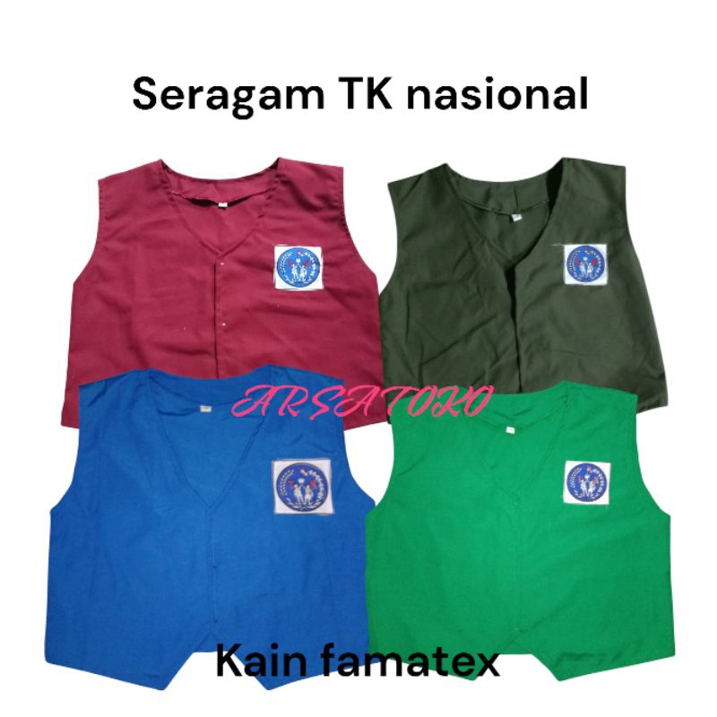 seragam sekolah rompi tk warna biru Benhur & hijau