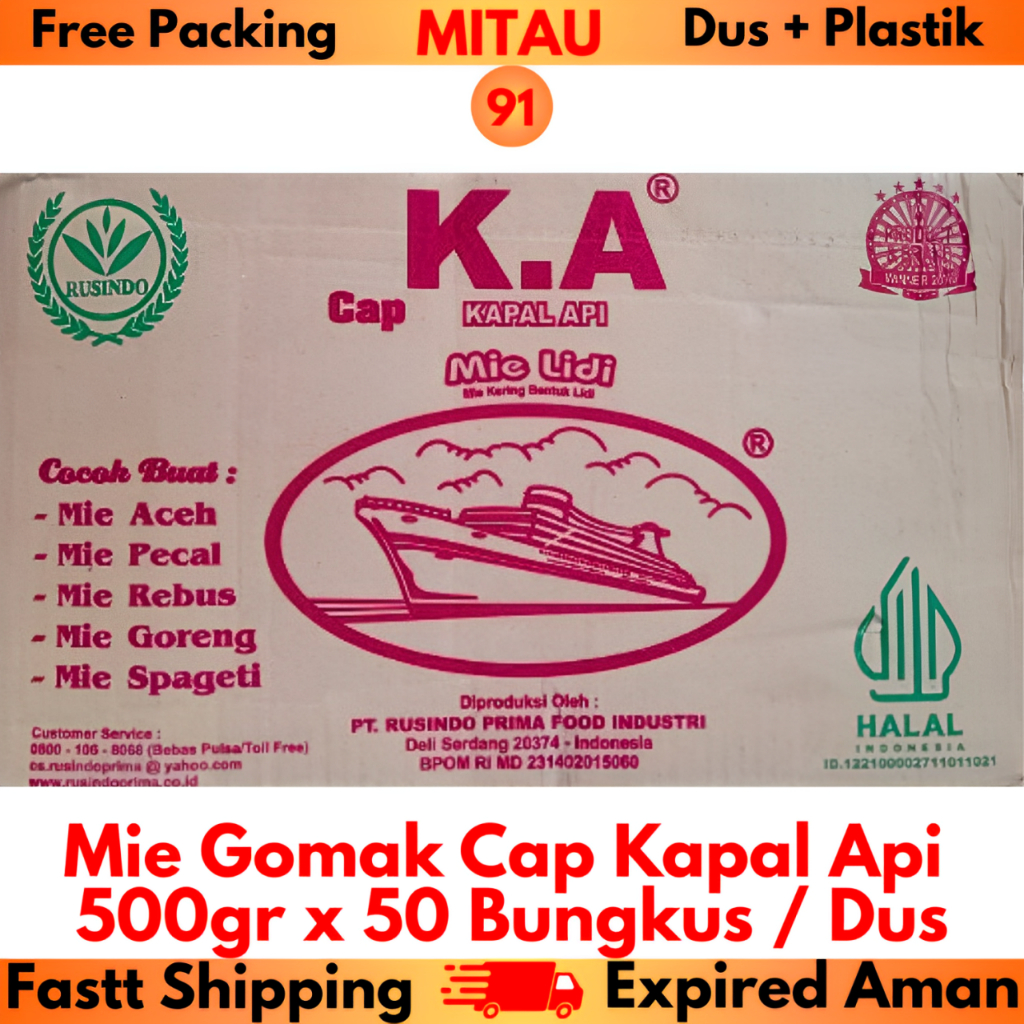 

Mie Gomak Medan Kapal Api 500gr x 50 Bks / Dus