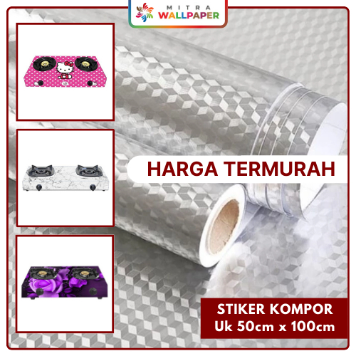 Wallpaper Kompor 2 Tungku Anti Minyak dan Panas Stiker Kompor Gas 2 Tungku Glossy