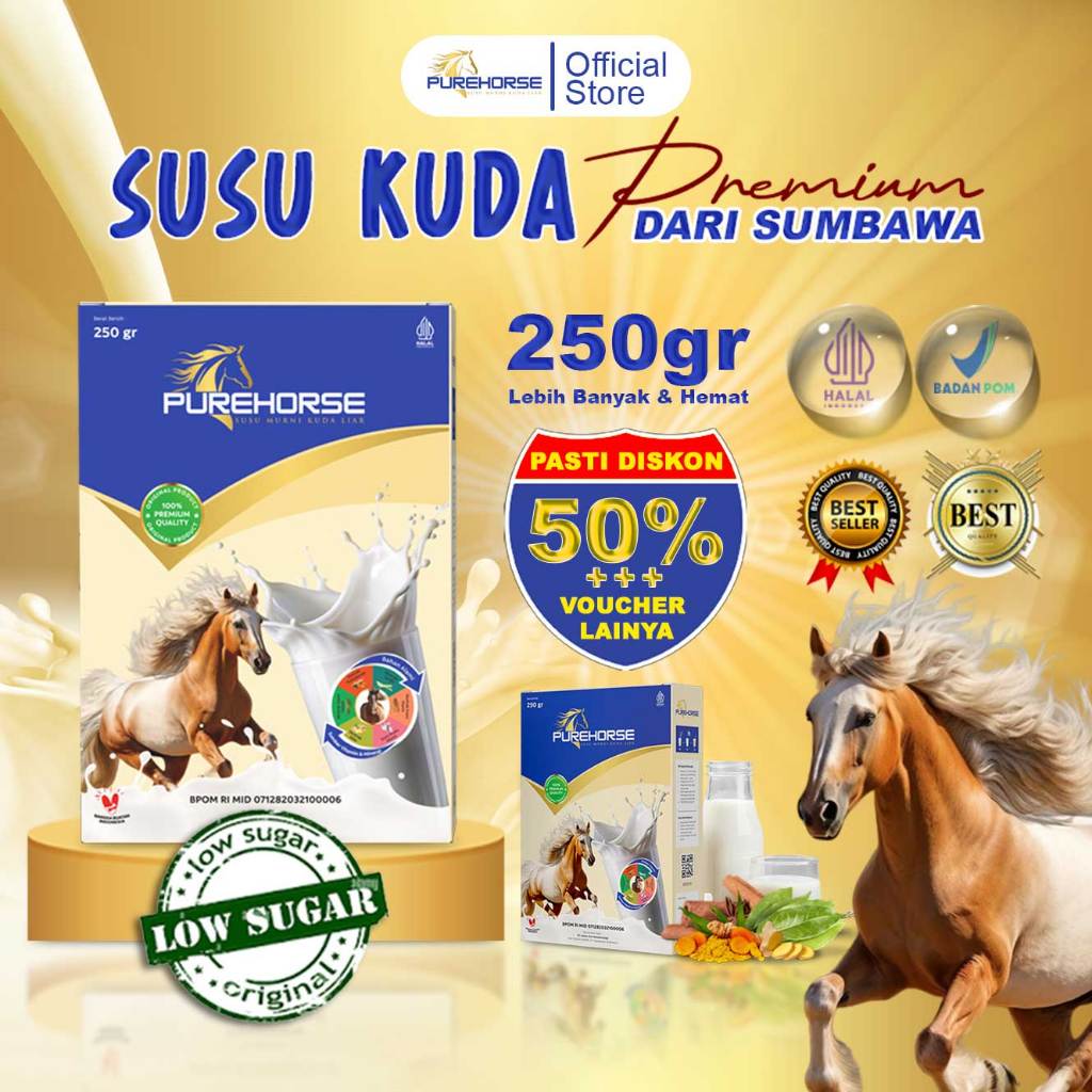 

Purehorse Susu Kuda Murni Mengatasi Asam Urat Tulang Dan Nyeri Sendi 100% Original 250gram