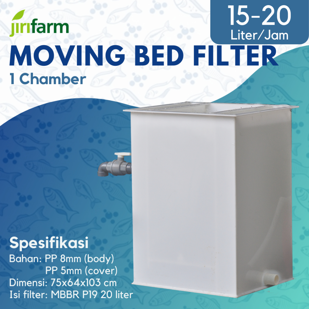 JIRIFARM - Filter Kolam Ikan Koi Moving Bed Filter 1 Chamber Bahan PP Putih Tebal 8 mm