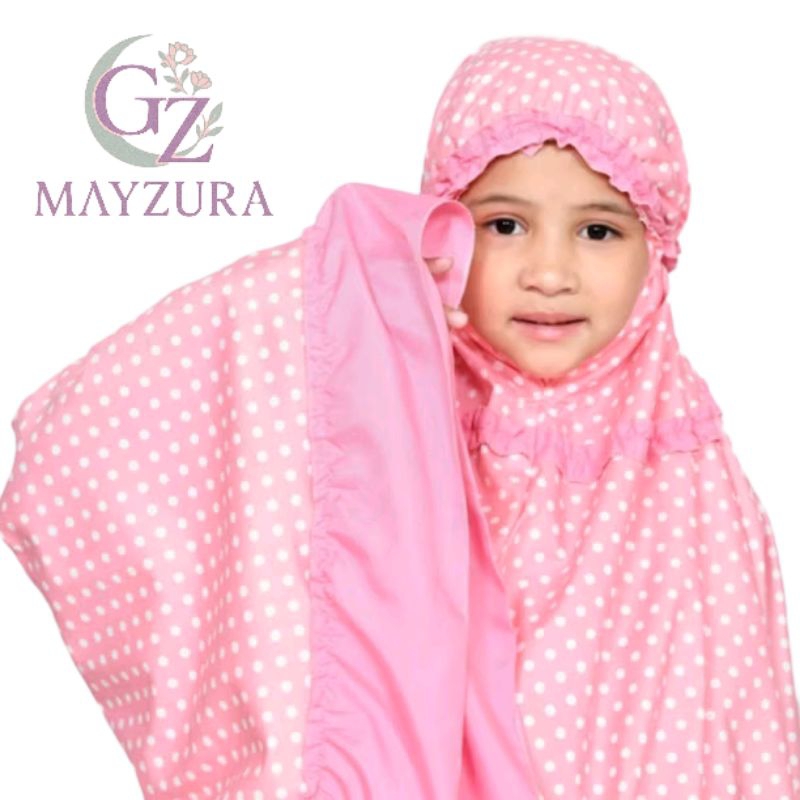 Set Mukena Anak Perempuan Pink Pulkadot + Tas Sajadah 2in1 - Bisa Jadi Sajadah