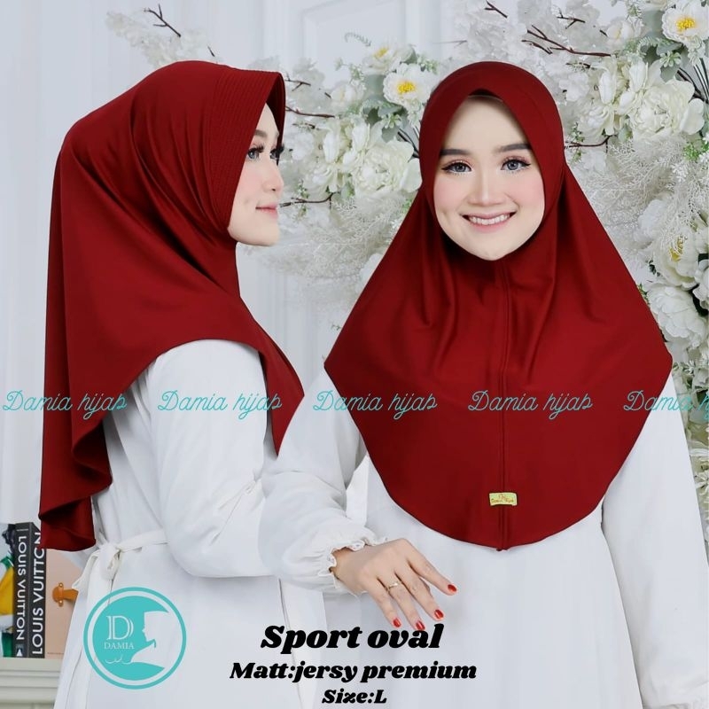 Hijab Instan Sport Jersy Oval Ukuran L