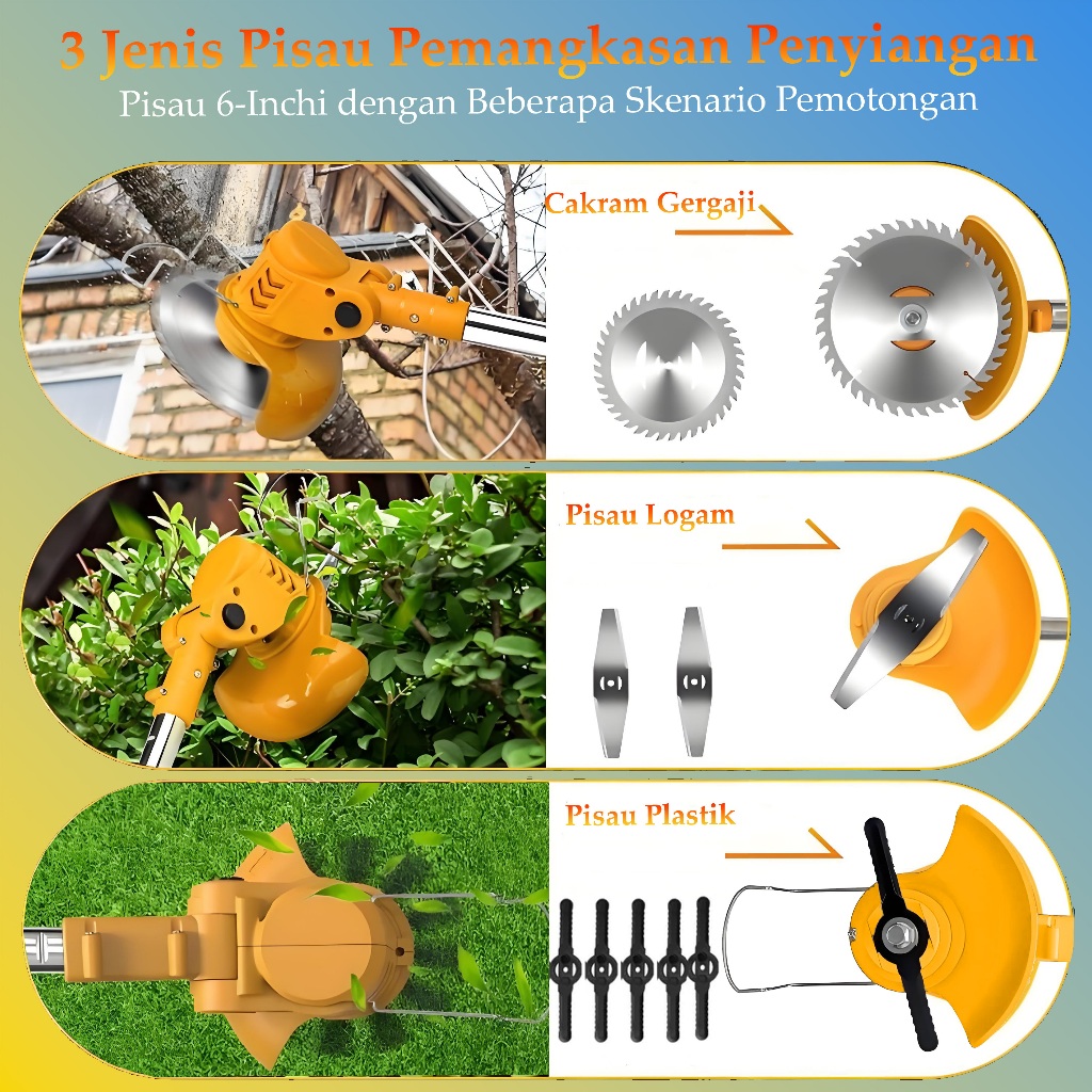 Teknologi Jerman 6000 r/min alat potong rumput mesin rumput baterai alat pemotong rumput mesin