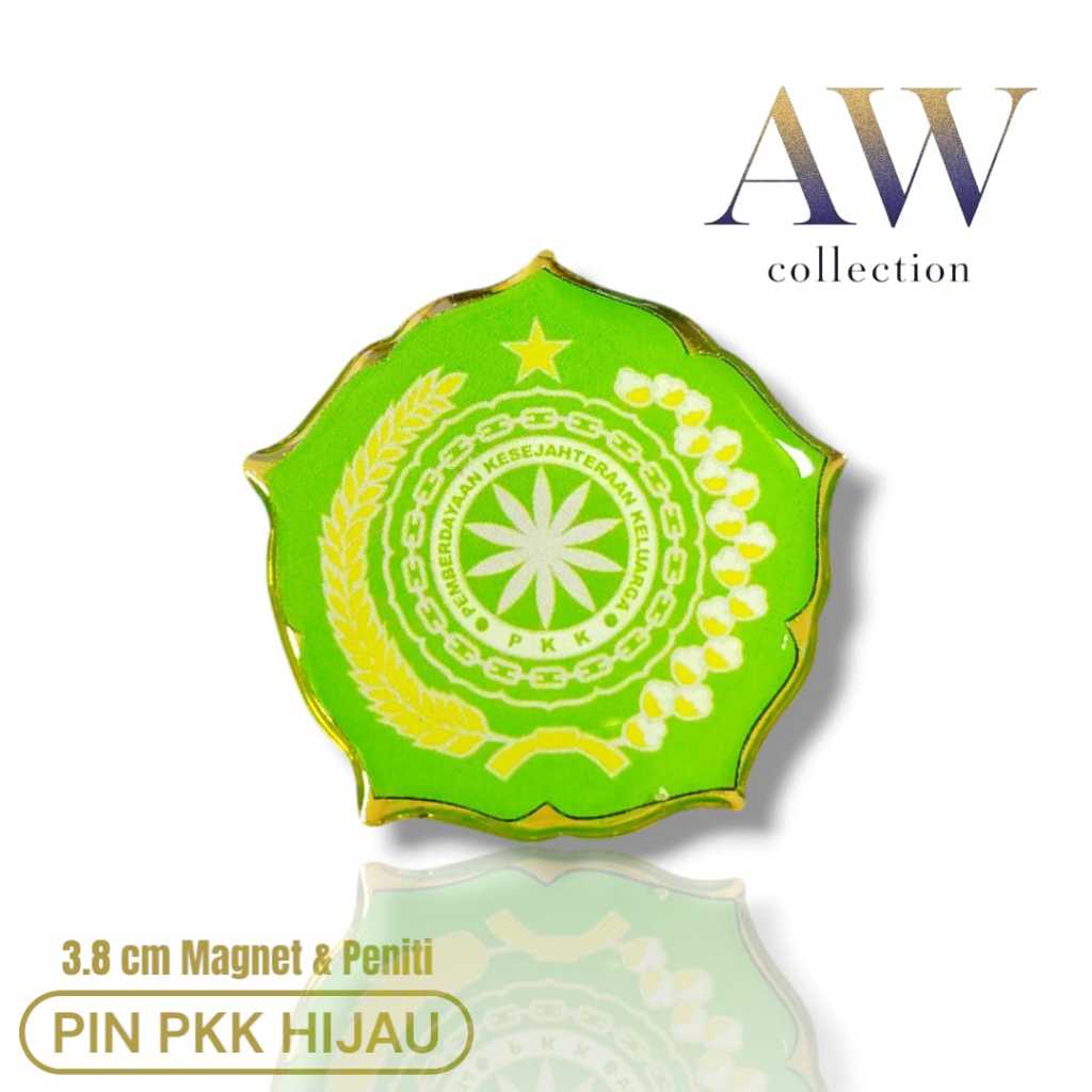 Pin PKK Hijau / Peniti & Magnet / Ukuran 3,8cm / bros pkk