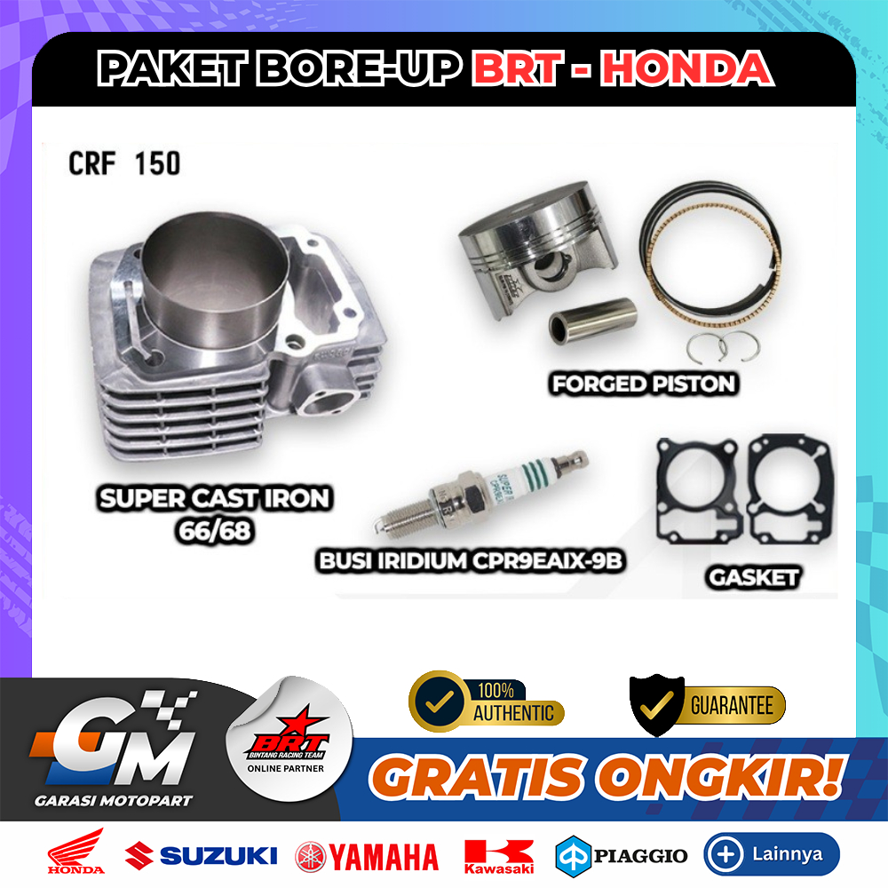 Paket Bore Up BRT Honda CRF 150 Cast Iron Baru Berkualitas