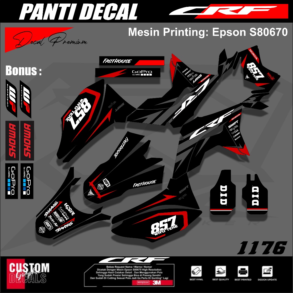 decal crf 150l full body Custom Nama Nomor Papan dan Spakbor