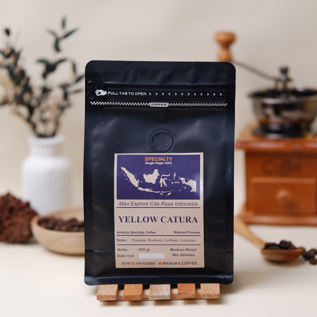 

Kopi Arabika Yellow Catura 200g - Biji / Bubuk Kopi Manuka Coffee Roasted Beans