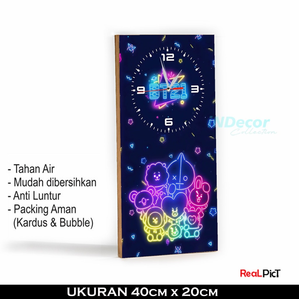Jam Dinding BTS Desain Laser MDF 20X40cm