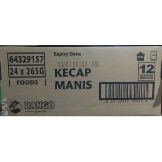 

Bango Kecap Manis Kemasan Refill Pouch 265g gr gram x 24 pcs bks bungkus per Dus Karton ketengan 10000 10 ribu