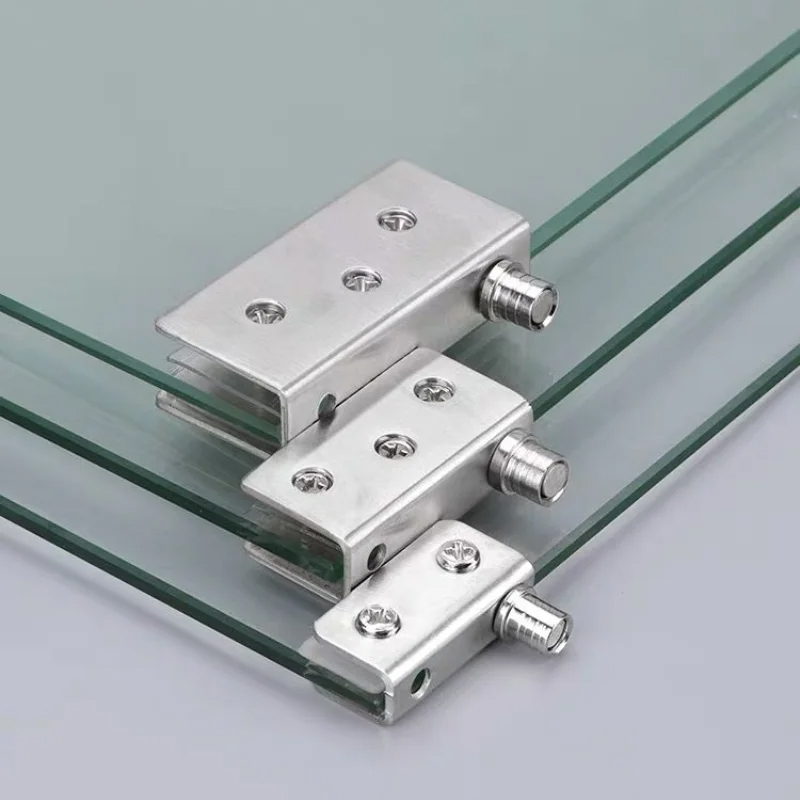 Terangbenderang_ 2Pcs Engsel Kaca Jepit Engsel Jepit Kaca Ke Kaca Engsel Kaca Lemari Stainless Steel