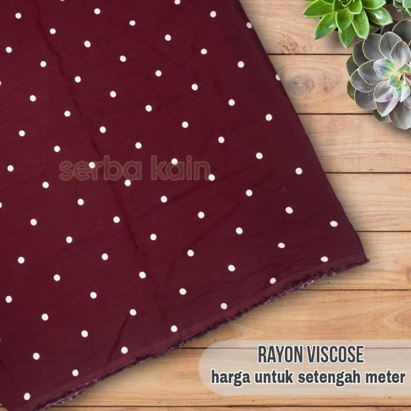 Kain Rayon Viscose Motif Polkadot Maroon Terbaru