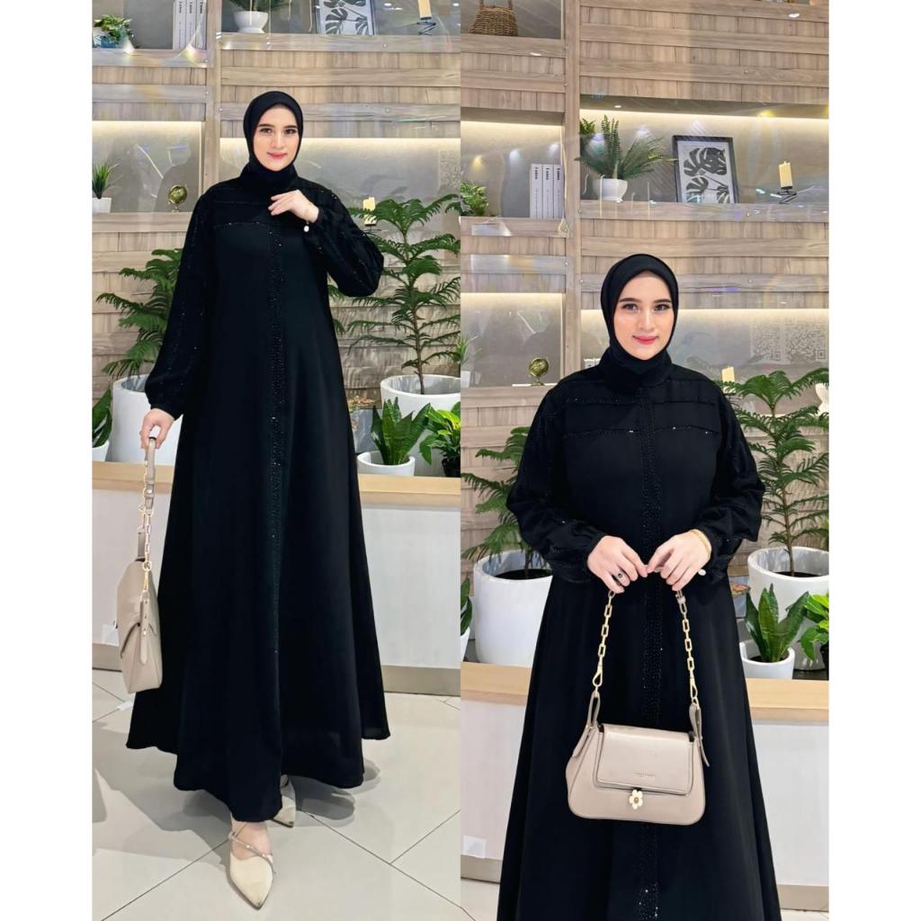 Abaya Premium Terbaru Gamis Hikmat Arab 194 Jet Black Mewah