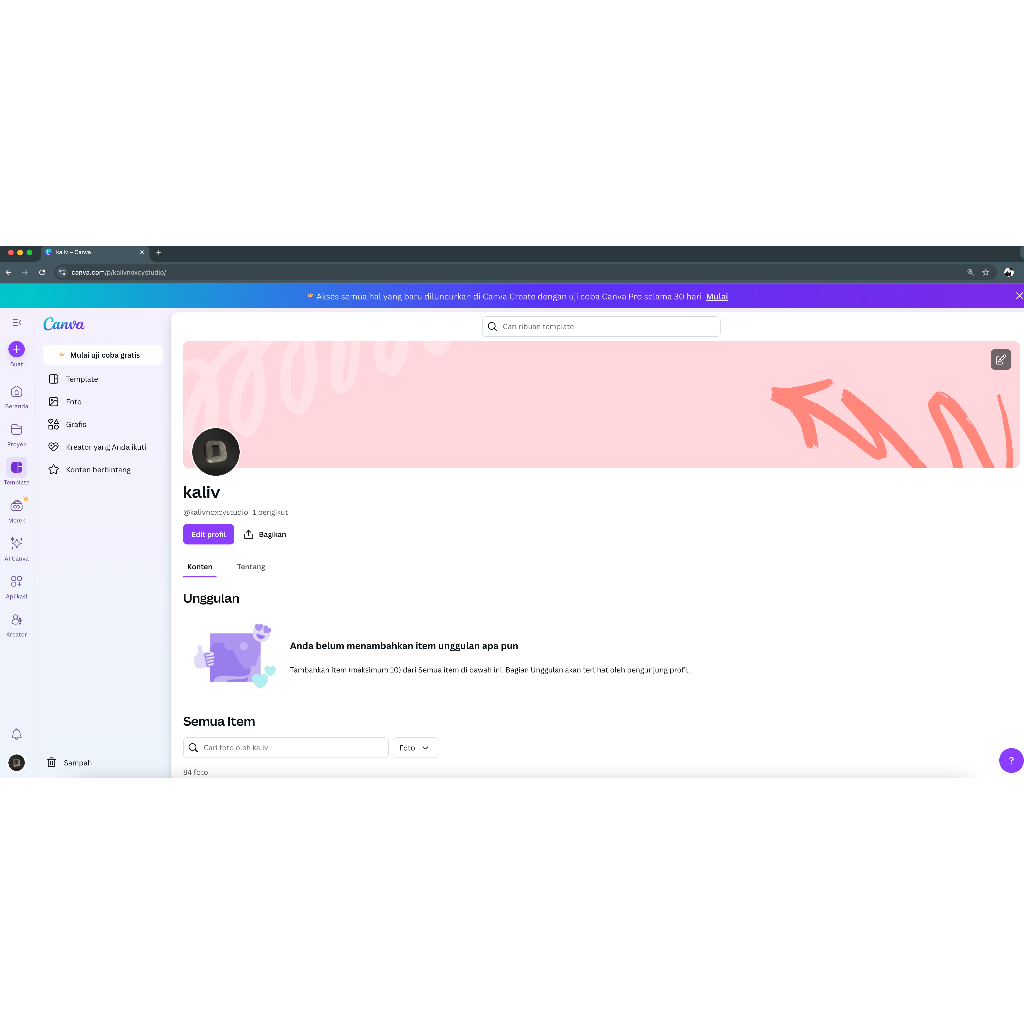 Canva kreator elemen. Akun canva contributor elemen