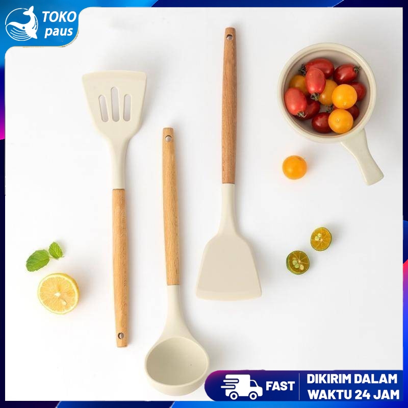 3pcs Alat Masak Silicone Cooking Utensil/spatula Silikon Tahan Panas/alat Masak Silikon/spatula Set 