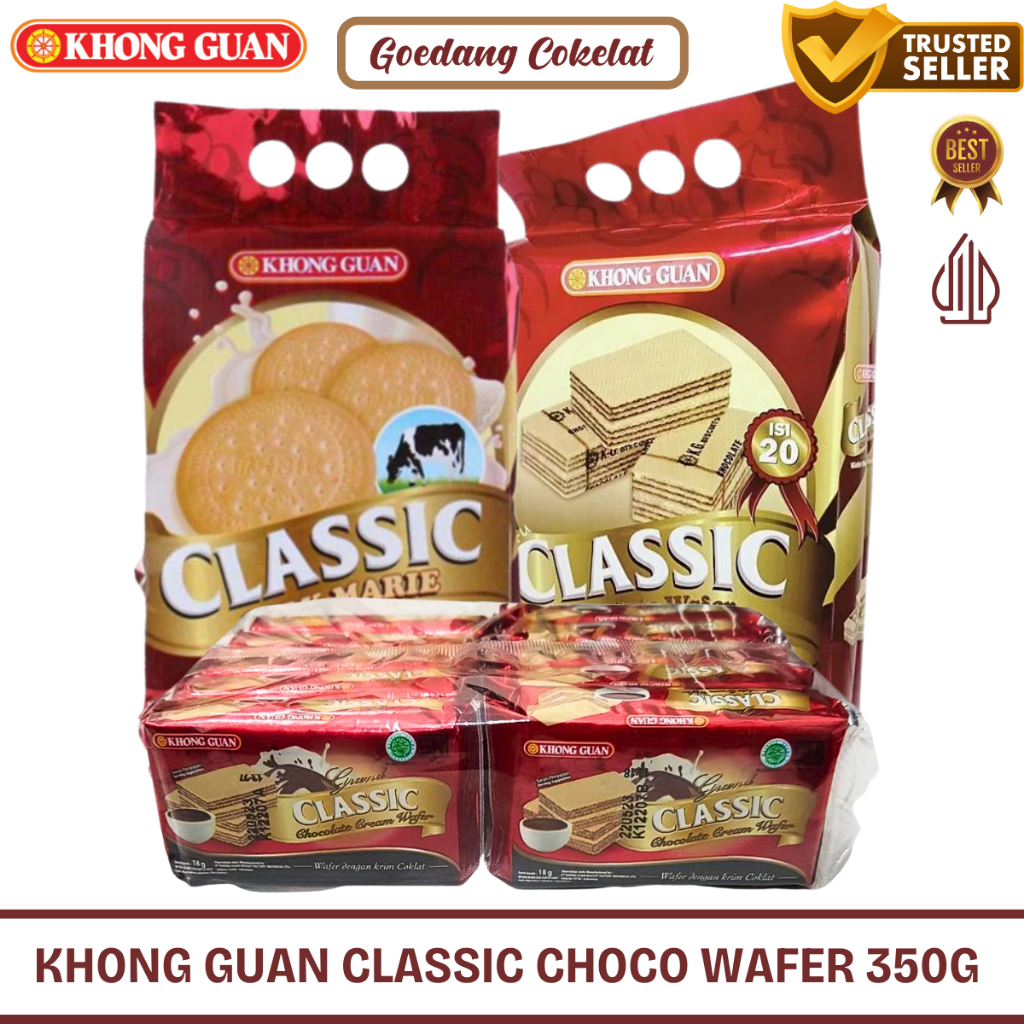 

READY STOCK Khong Guan Classic Choco Wafer Chocolate Marie Susu Classic 350 gr / 375g