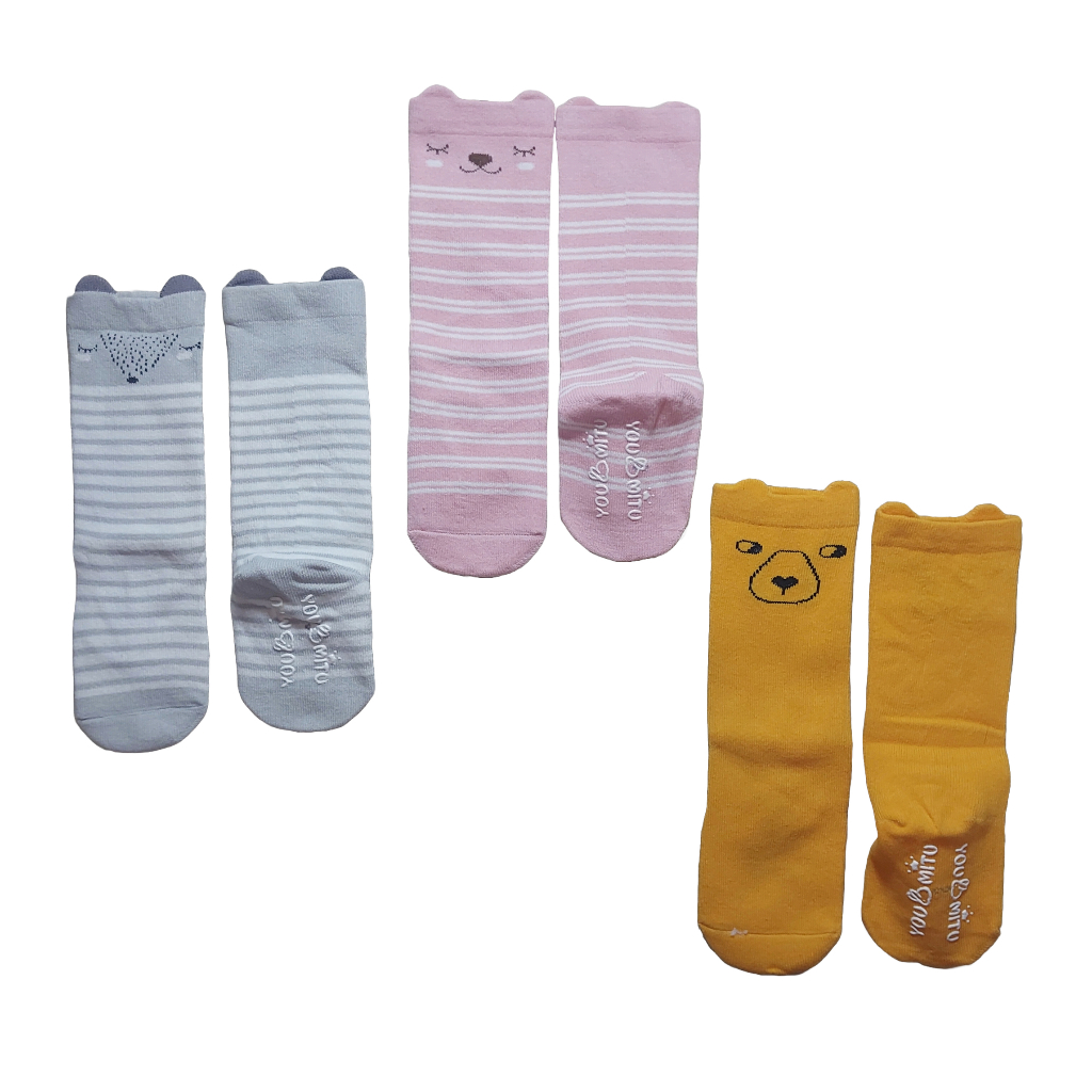 Kaos Kaki Panjang Bayi Motif Karakter Anti Slip Socks Anak Kain Motif